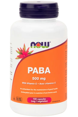 NOW PABA 500 mg with Vitamin C (100 Veg Capsules)