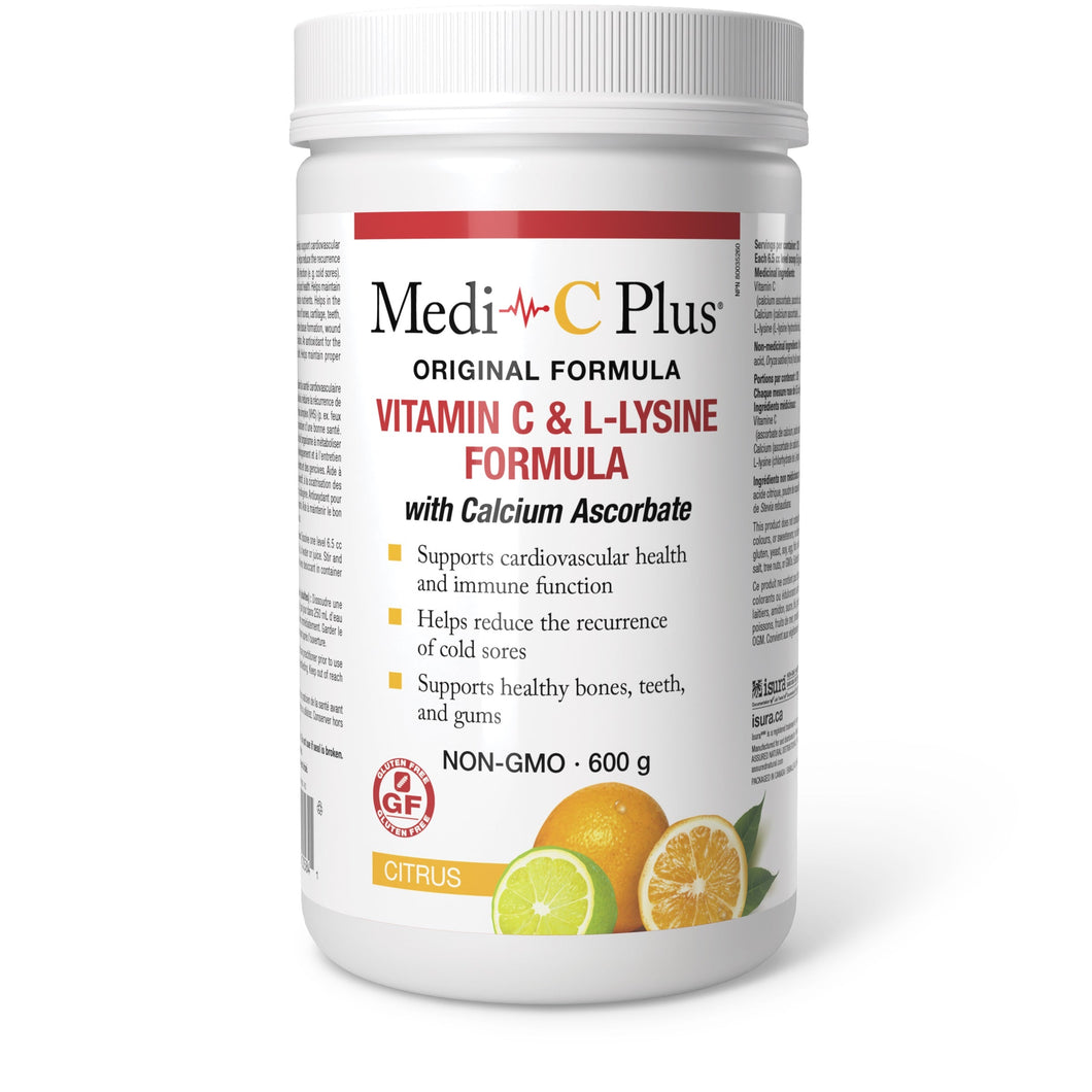 Medi-C Plus Vitamin C & L-Lysine with Calcium Ascorbate (Citrus - 600 gr )