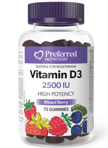 PREFERRED NUTRITION Vitamin D3 (2500 IU - 75 gummies)