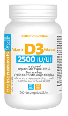 PRAIRIE NATURALS Vitamin D3 (2500 IU - 500 + 50 sgels)