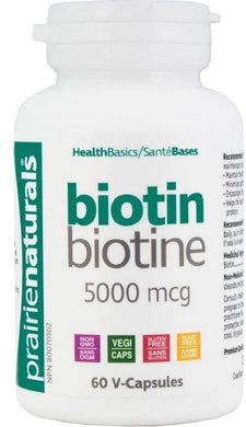 PRAIRIE NATURALS Biotin ( 5,000 Mcg - 60 veg caps )