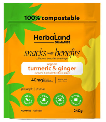 HERBALAND Snacks with Benefits Turmeric & Ginger Gummies Pineapple (Box 6 x 240 gr)